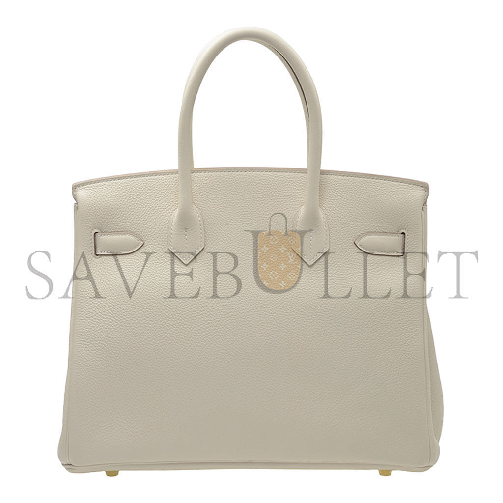 HERMÈS BIRKIN 40 TOGO LEATHER MILKSHAKE WHITE GOLD BUCKLE H028352CK7V (40*30*21cm)